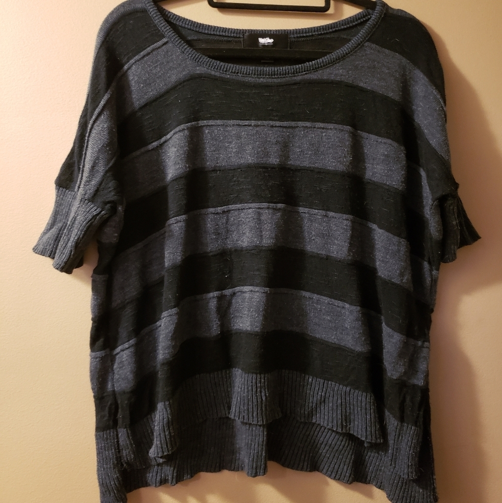 Black/Gray Striped Lightweight Sweater Knit